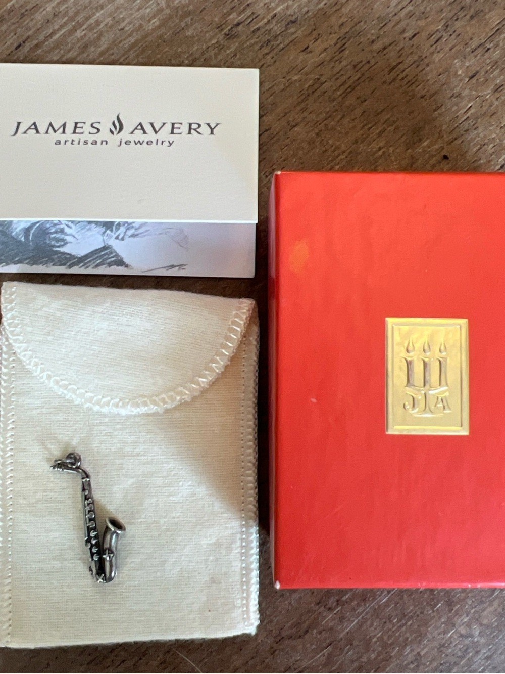 James Avery Silver 925 Retired Saxophone Charm with Box and Pouch. Stamped